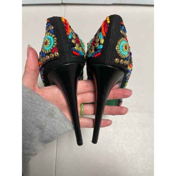 LISA FOR DONALD J. PLINER Alexis Beaded Platform Pump Size 7 Multicolor Slip-On - Picture 5 of 12